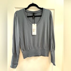 NWT bobi Los Angeles - V-Neck Puff Sleeve Tee - Women's Medium in Rainstorm Blue